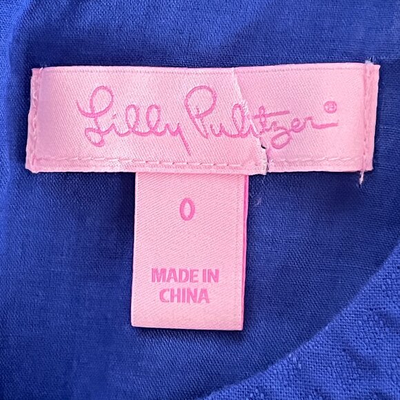 Lilly Pulitzer Ashlyn Blue Crochet Waist Shift Dress Resort Preppy Party 0 - Picture 6 of 9